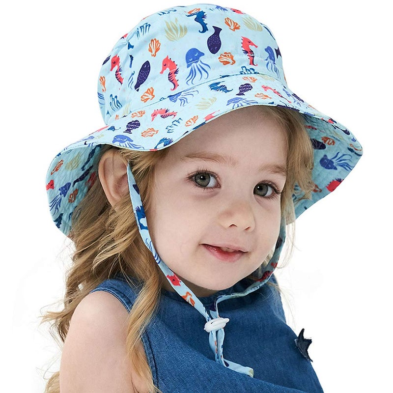 MaxNova Baby Sun Hat Toddler Summer UPF 50+ Baby Girl Bucket Hat Wide Brim Beach Hats for Baby Boys 2-7Years - Image 5